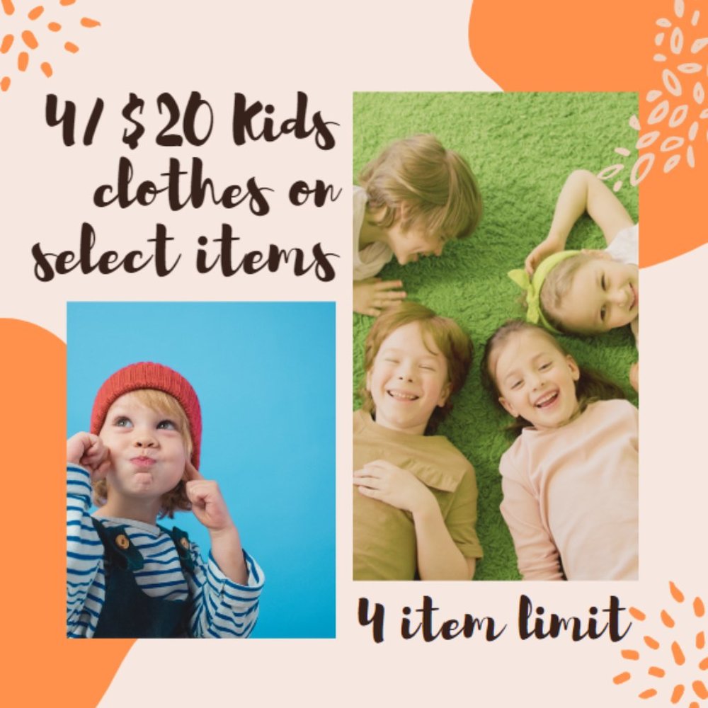 4/20 kids clothes on select items